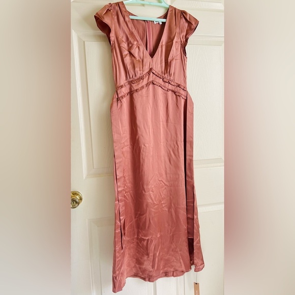 NWT- Reformation Silk Kaye Dress in Praline - Picture 7 of 10